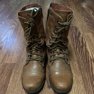 Tan combat boots